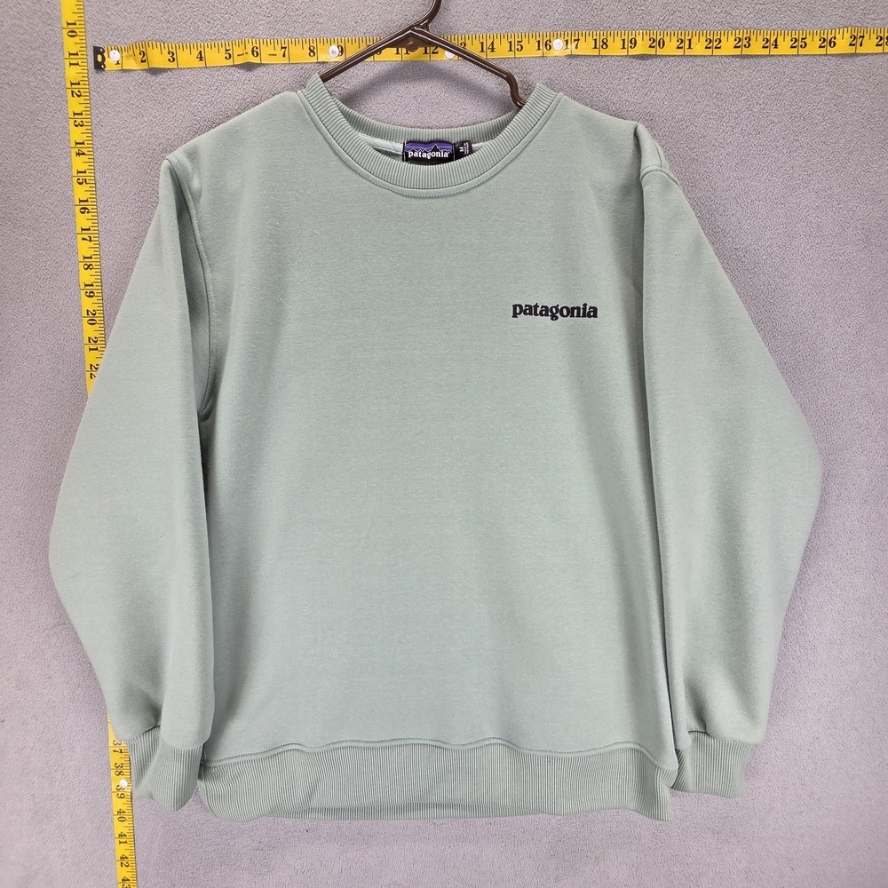 Patagonia Sweatshirt Mens M Green Heavyweight Fleece Crewneck Back Logo Pullover